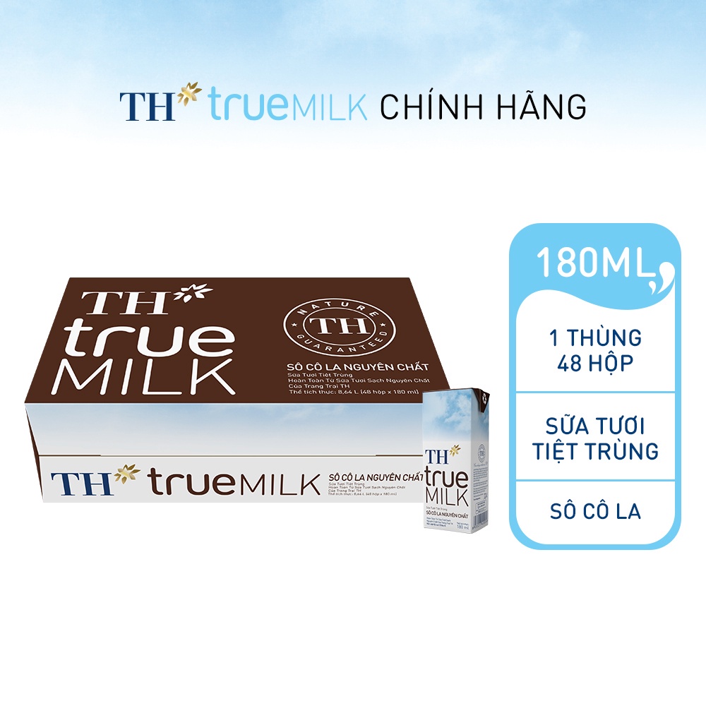 [HSD T8-2022] Thùng 48 Hộp Sữa tươi tiệt trùng TH true MILK HƯƠNG SÔCOLA 180ml