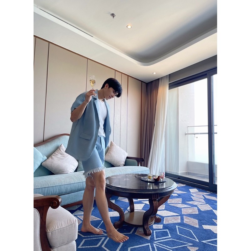 BLAZER TAY NGẮN JEAN BABY BLUE