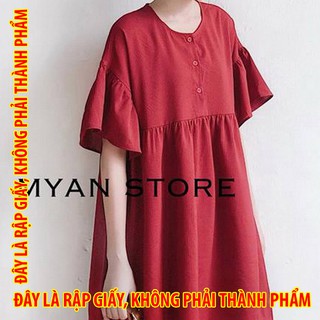 Rập giấy MB003 - Đầm hạ eo cao, tay loe nhún vai