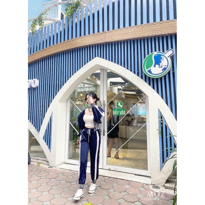 Bộ thể thao lạnh bo chun in chữ