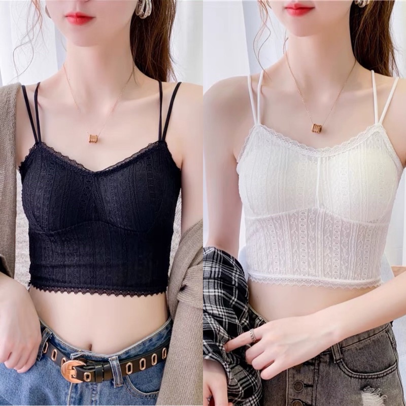 Áo bra hai dây ren có mút ngực thích hợp cho mặc áo dài hoặc đi biển vào ngày hè [Hàng có sẵn]