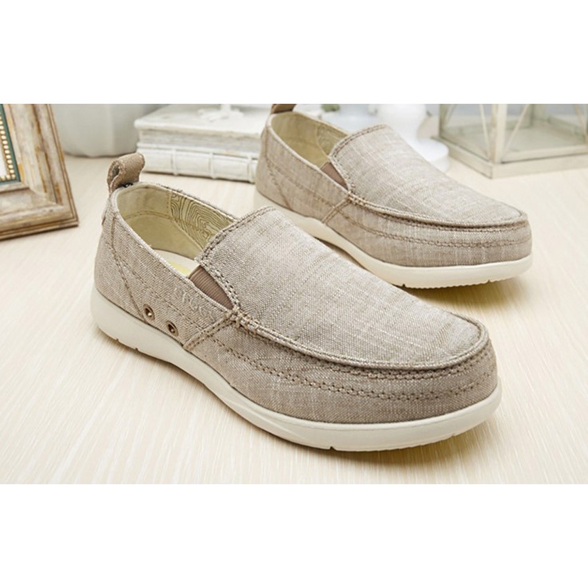 GIÀY LƯỜI C.ROC.S VẢI THÔ WALU CHAMBRAY CHO NAM MÀU KAKI | BigBuy360 - bigbuy360.vn