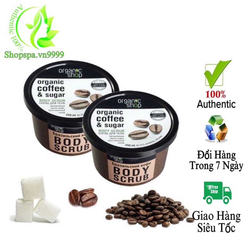 Tẩy Da Chết Toàn Thân Organic Shop Coffee Sugar Body Scrub 250g giúp tẩy tế bào chết, tái tạo da và thu nhỏ lỗ chân lông