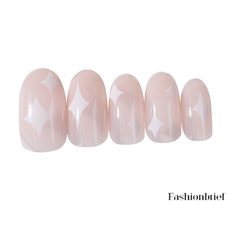 Móng tay giả đầu tròn họa tiết ngôi sao chống thấm nước