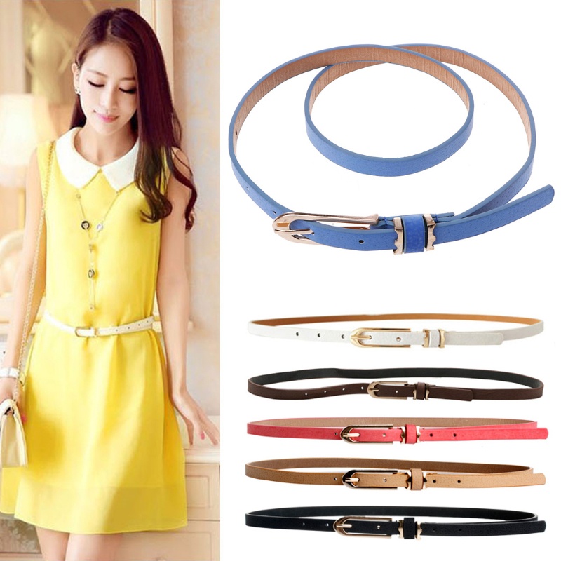 Thắt Lưng Da Bản Nhỏ Phối Khóa Thời Trang Cho Nữ