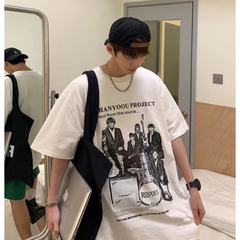 Áo thun tay lỡ nam nữ, áo phông unisex from rộng chất dày đẹp in hình Ra đen