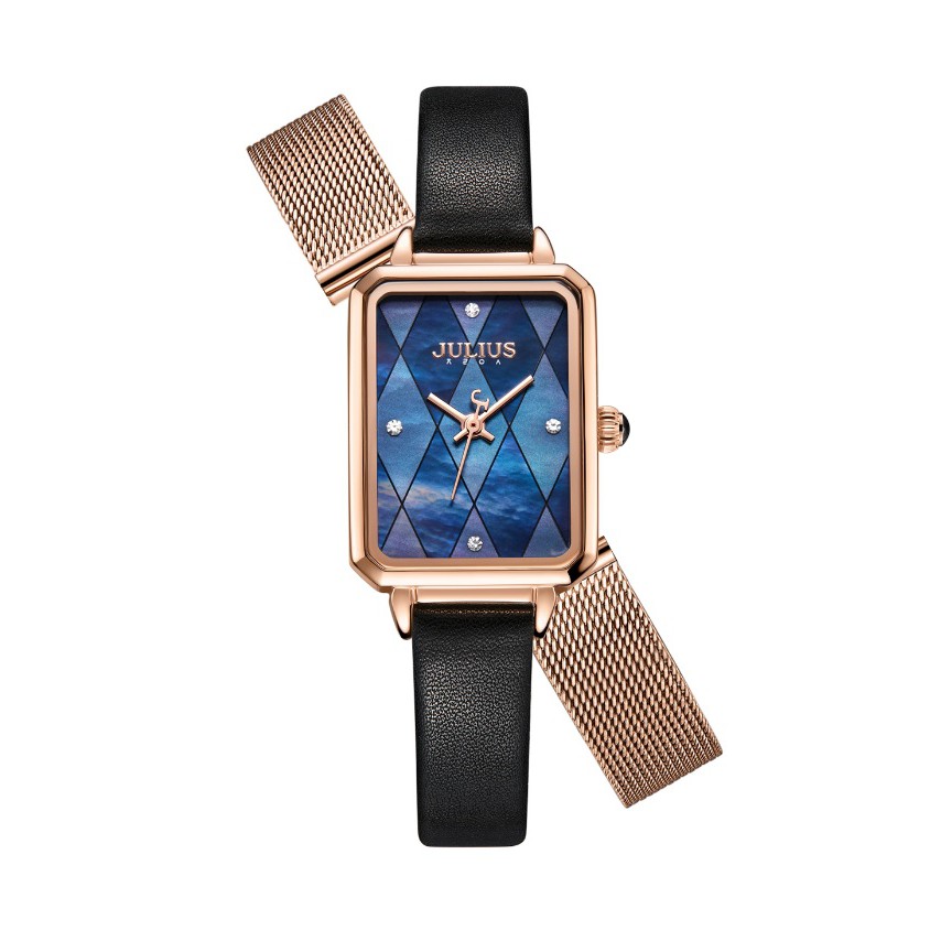 Đồng hồ nữ Julius JA-1280 dây da mặt chữ nhật (Tặng kèm 1 dây) | BigBuy360 - bigbuy360.vn