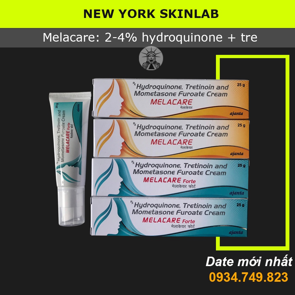 Kem Melacare xanh (25g) 4% hydroquinone và 0.025% tretinoin - hết nám, giảm mờ thâm nám, dưỡng trắng và làm sáng da