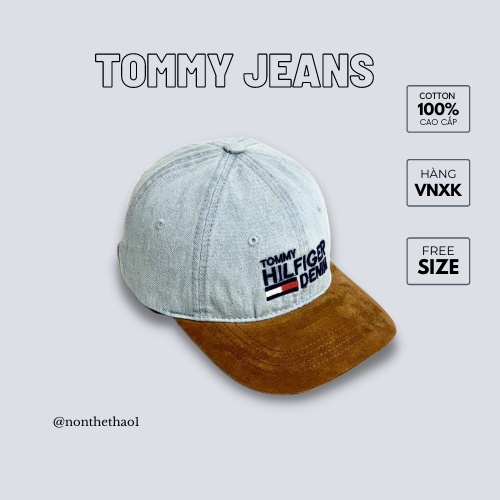 Mũ nón lưỡi trai TOMMY chất vải jean Hàn Quốc cao cấp, logo thêu, nón kết màu xanh, đen, trắng