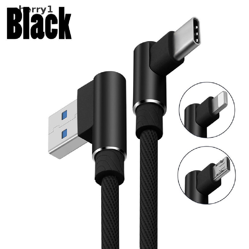 Cáp Sạc Nhanh Đầu Vuông Góc 90 Độ Cổng Type C / IOS / Micro USB