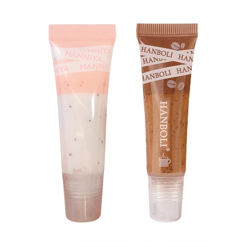 [Hàng mới về] Tẩy tế bào chết môi đào/cà phê chứa vitamin E chăm sóc dưỡng ẩm làm mờ nếp nhăn môi