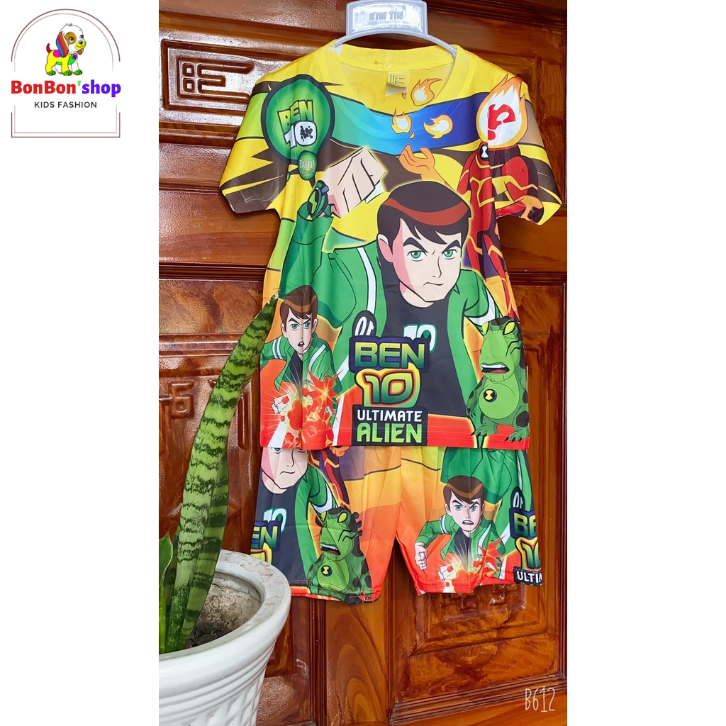 B10#quần áo cho bé trai 3 tuổi đến 7 tuổi có hình ben10, vải siêu mát