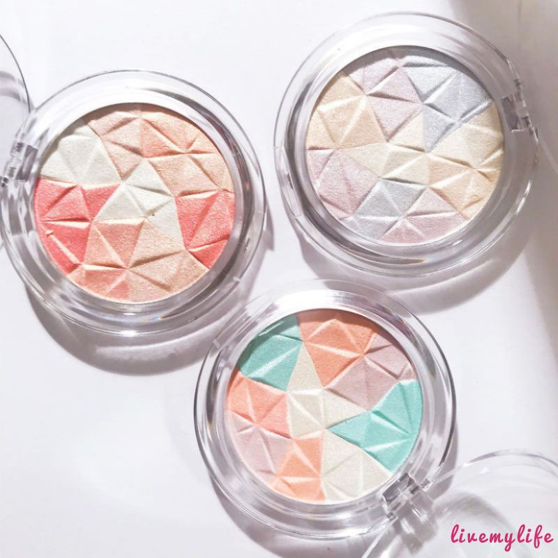 Beauty☛ Shimmer Face Highlighter Makeup Baking Powder Highlighter Palette Skin Brighten Highlight Face Contour Concealer ☂