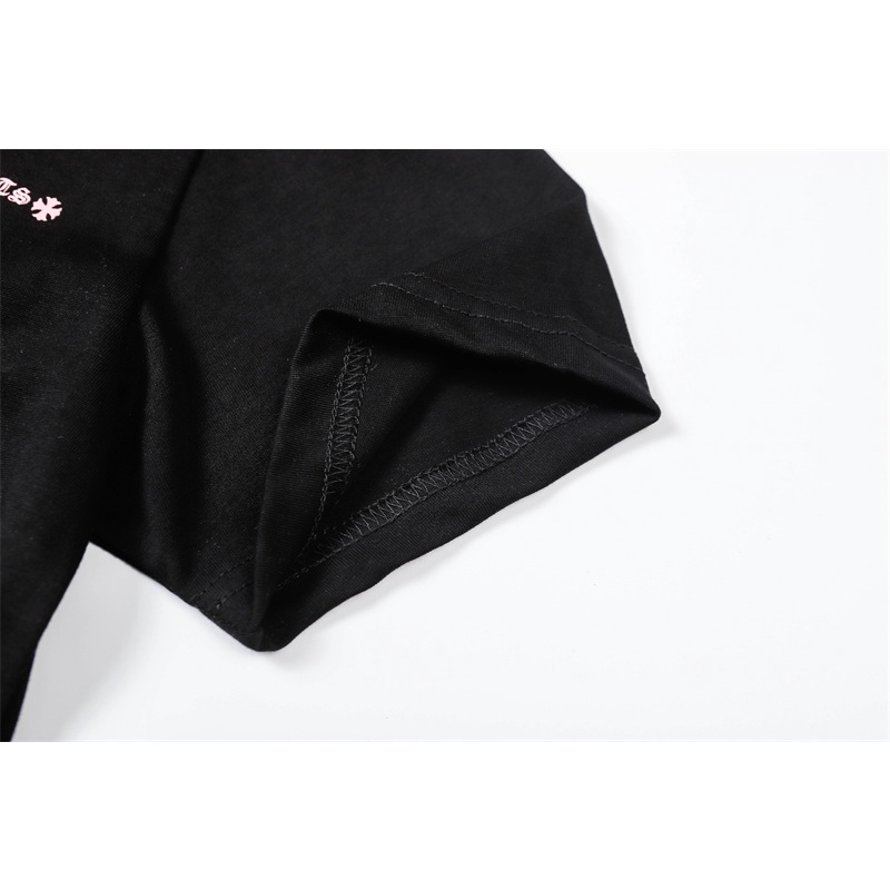 Áo Thun Cotton Lkjlli Dáng Rộng Tay Ngắn Thêu logo Chữ CH cherry / Bột Chrome Hearts 2023 Mới Dễ Phối Đồ Cho Cặp Đôi