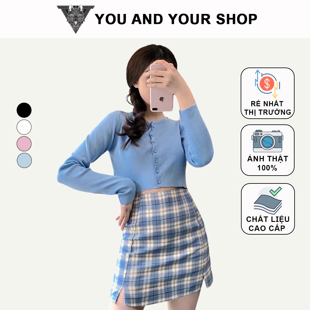Croptop Tay Dài Nút YAYSHOP chất thun gân mềm mịn tôn dáng kèm hình thật)