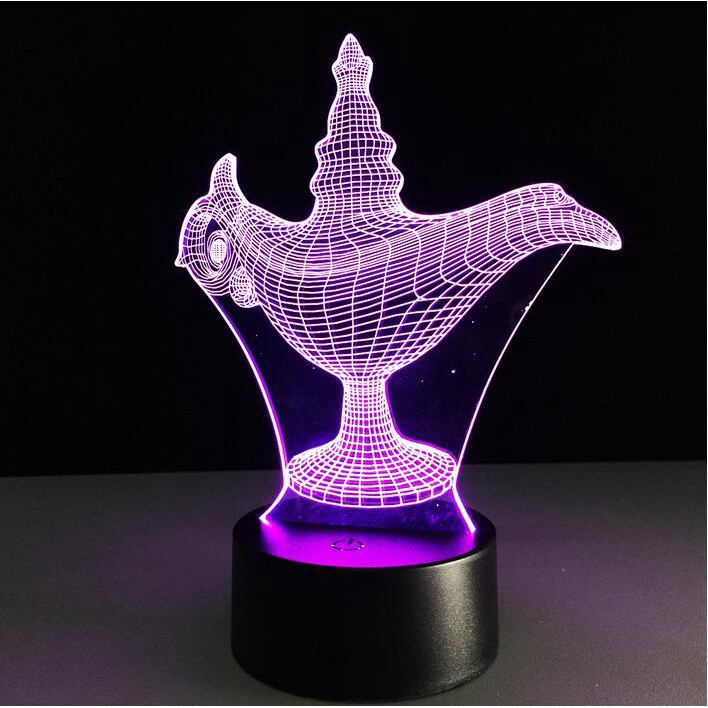 Đế chiếu đèn 3D hình cây đèn thần trong phim Aladin với 7 màu khác nhau và phụ kiện