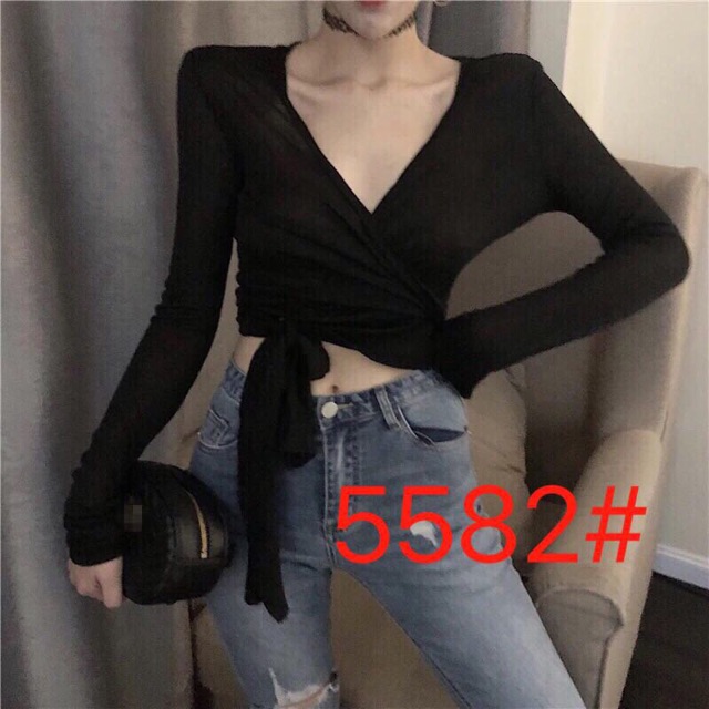 Áo cotton cổ chéo sexy | BigBuy360 - bigbuy360.vn