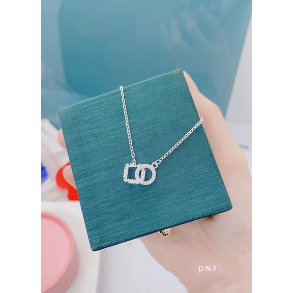 Dây chuyền nữ bạc thật mặt vuông tròn đính đá tuyệt đẹp - Kho sỉ bạc Nhất Linh