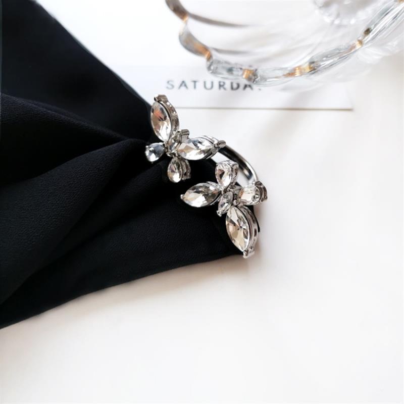 Tính cách ngọt ngào Nhẫn phong cách hàn quốc đơn giản mở ngách thiết kế thích hợp kim cương bướm ngón trỏ nhẫn cô gái đeo nhẫn hợp thời trang