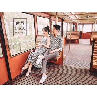 Set cặp áo somi nam váy nữ