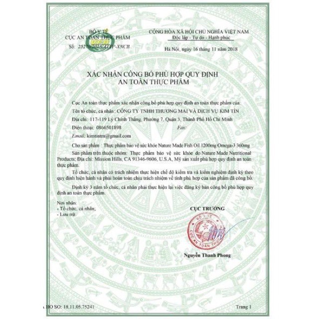 Viên uống thuốc dầu cá Omega 3 của Mỹ Nature Made Fish Oil 1200mg 300 viên