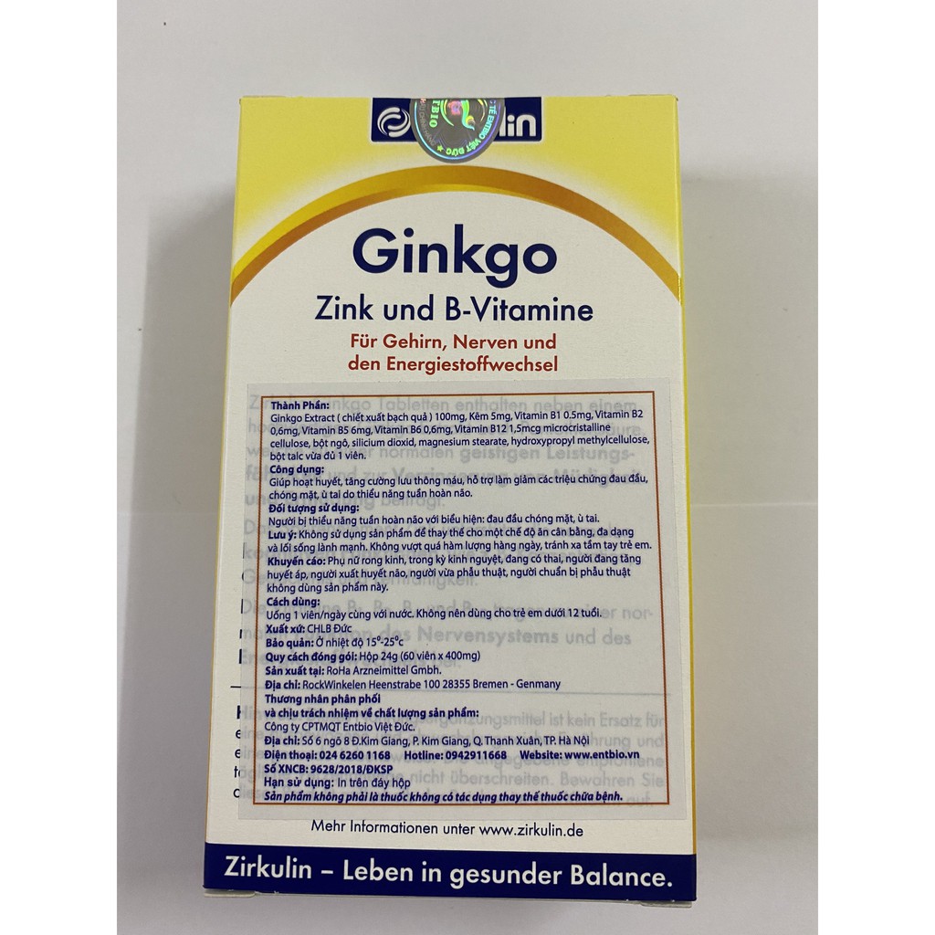 Zirkulin Leber Vital Viên Uống Giải Độc Gan, Tăng Cường Chức Năng Gan Chính Hãng Đức