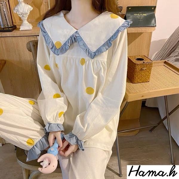 Bộ đồ ngủ pijama tay dài tiểu thư hoạt hình ullazang mặc ở nhà thời trang mùa thu cho nữ-BND03