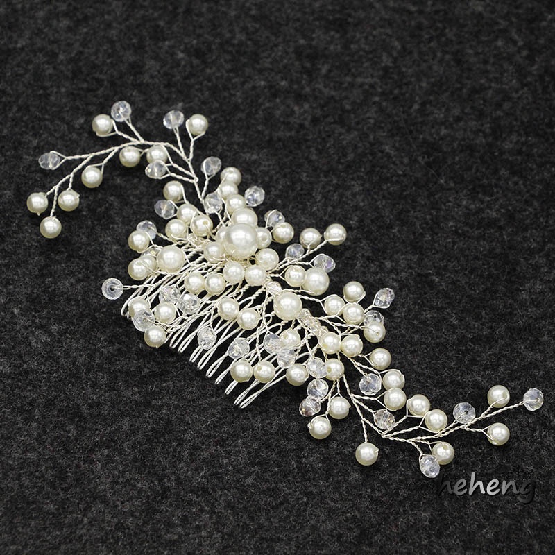 Lược Cài Tóc Cô Dâu Đính Ngọc Trai Giả Sang Trọng