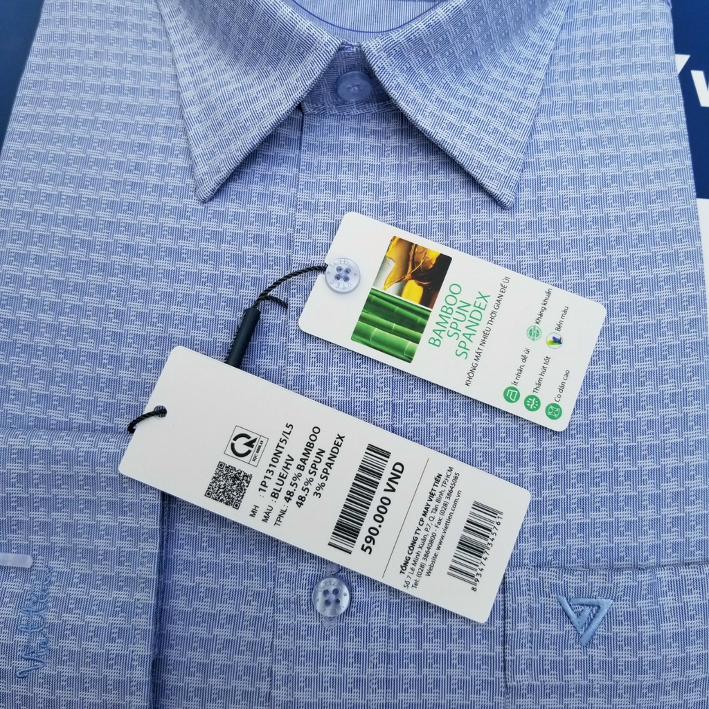 Aó sơ mi nam Việt Tiến dài tay mã 1P1310NT5 chính hãng, cao cấp  - form suông REGULAR - tà bầu . HỌA TIẾT.SHOP HỨA