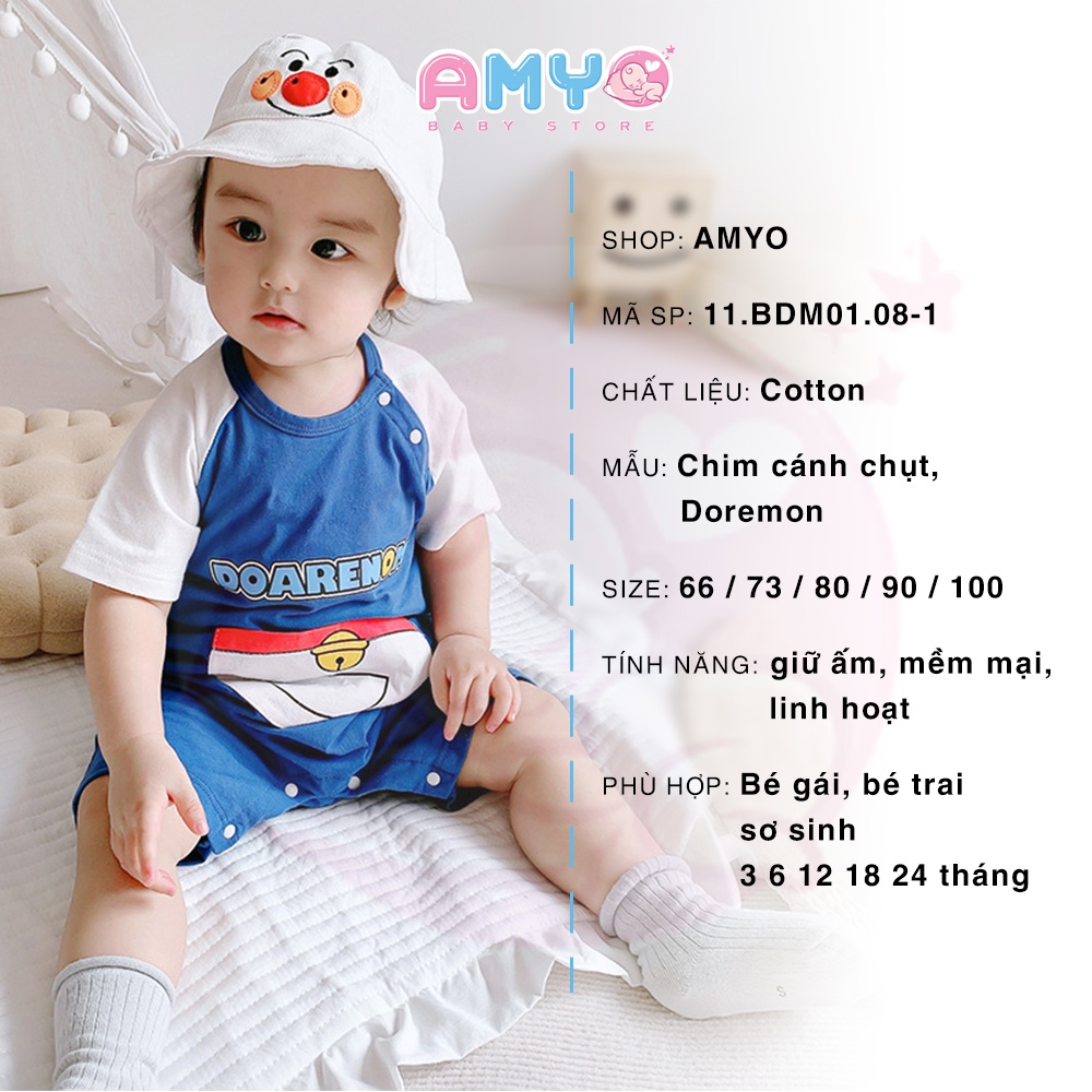 Bodysuit cho bé gái bé trai sơ sinh AMYO bộ body đùi liền thân bé đầy tháng 3 6 9 12 tháng thôi nôi 11.BDM01.08-1