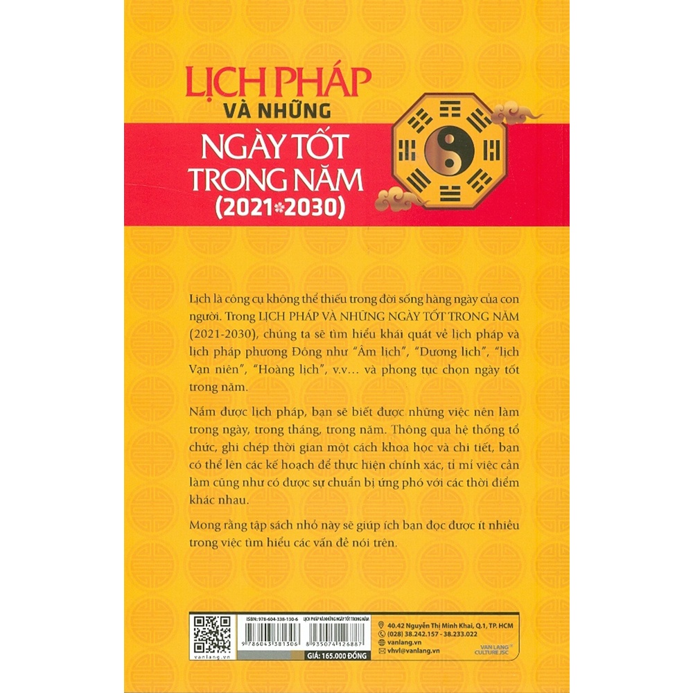 Sách - Lịch Pháp Và Những Ngày Tốt Trong Năm (2021-2030)