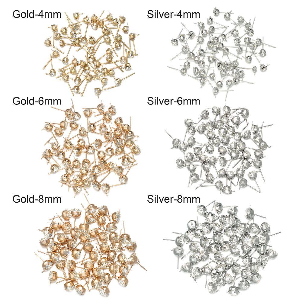 Set 50 Nút Tròn 4 / 6 / 8mm Làm Trang Sức Thủ Công