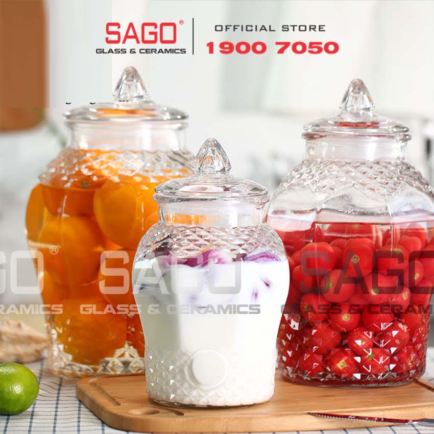 Bình Ngâm Rượu Thủy Tinh Kim Cương 8833 | Tùy Chọn Dung Tích , Có Hoặc Không Vòi