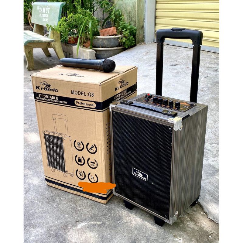 Loa Kéo Karaoke Bluetooth Kiomic Q8 pro Tặng micro Không dây