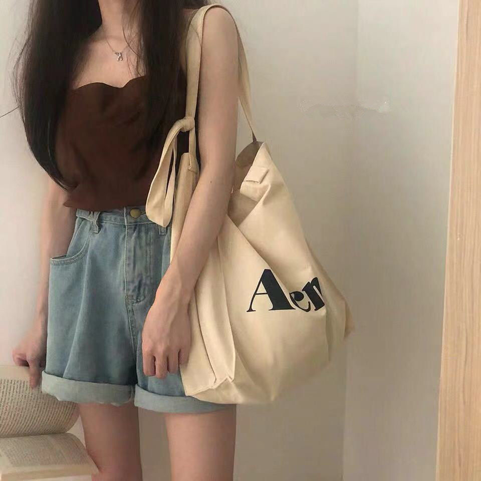 Túi xách vải canvas đeo vai kiểu dáng đơn giản trẻ trung dành cho nữ