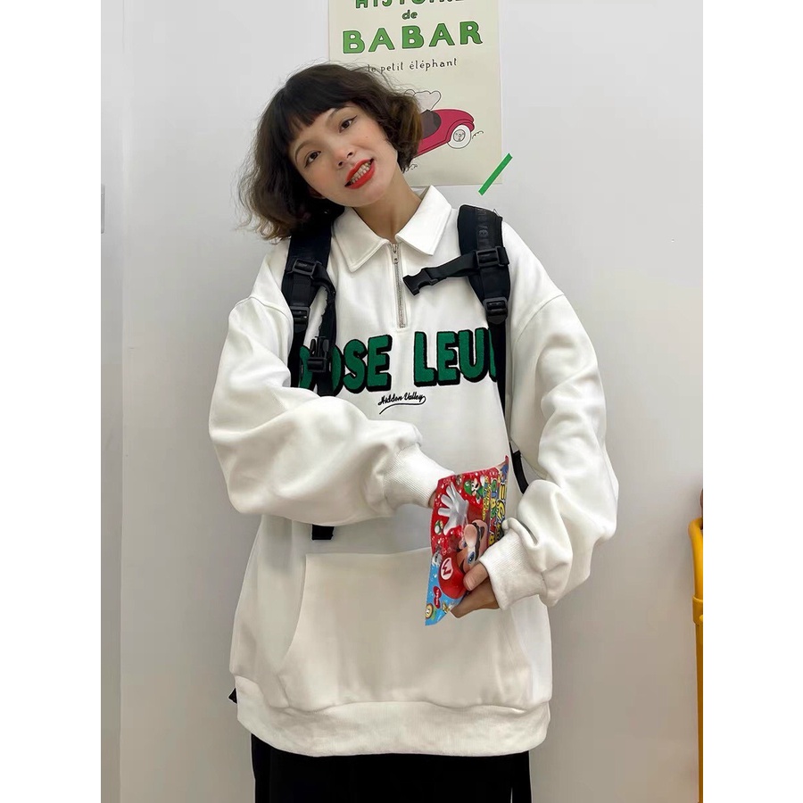 Áo Polo Dài Tay Dose PEONYB Unisex [FREESHIP] Nỉ ngoại form rộng in chữ xanh vintage cá tính đường phố hàn quốc đẹp