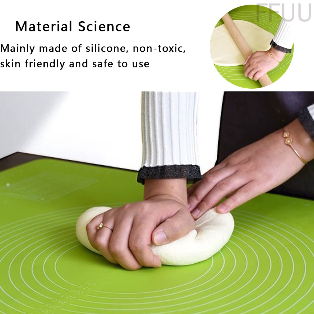 Thảm Nhào Bột Làm Bánh Bằng Silicone Chống Dính Kèm Thước Đo Lường