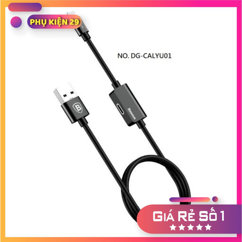 Cáp sạc đa năng Baseus CALYU-01 tích hợp 2 cổng Lighitng giúp vừa sạc vừa cắm tai nghe - Jack chuyển IP -Phụ Kiện THG