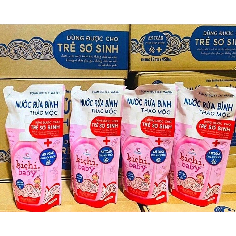 Nước rửa bình sữa tạo bọt KICH / Túi 450ML / Chai 500ML Kichilachi Baby - phụ kiện vệ sinh bình sữa an toàn cho bé