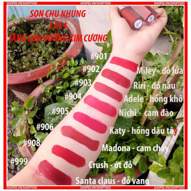 (CHÍNH HÃNG)  Son Chu nhung 3in 2 hàng chuẩn công ty