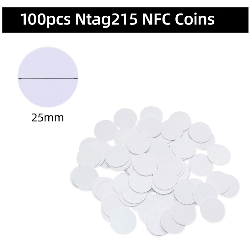 Set 100 / 50 Thẻ Từ NFC Ntag215 13.56MHz NTAG 215 RFID 25Mm Chuyên Dụng