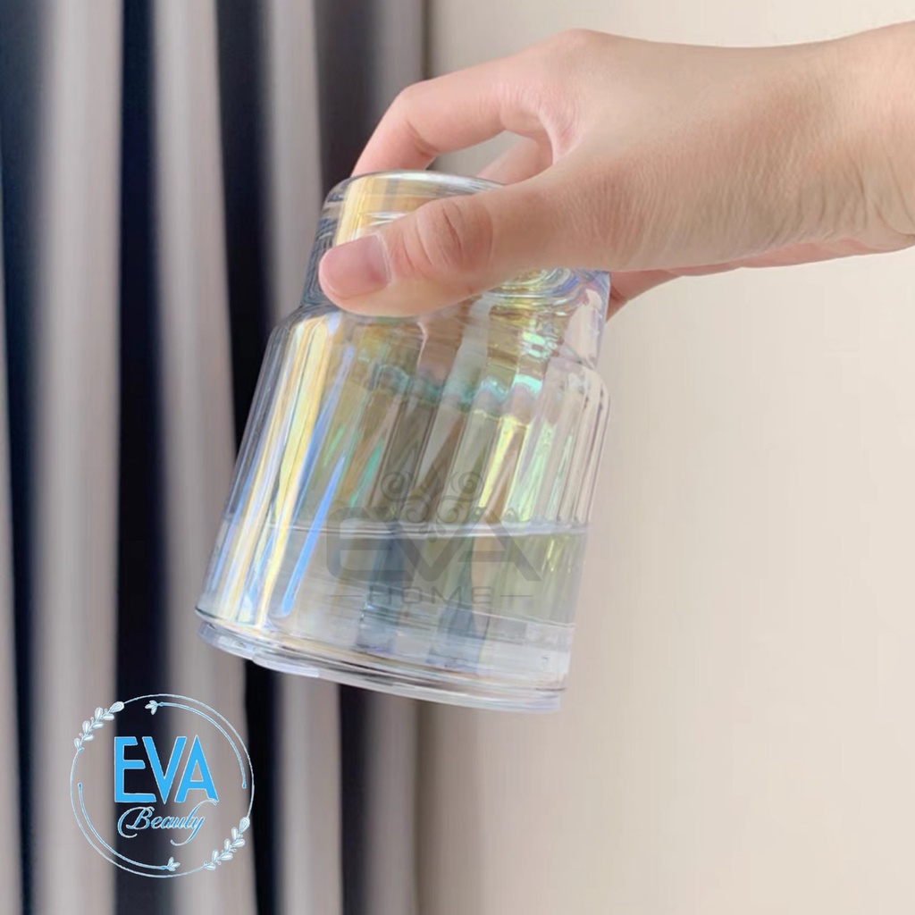 Ly Thuỷ Tinh Hot Trend Màu Cầu Vòng Óng Ánh 400ML Có Nắp Đậy Và Ống Hút Sang Trọng Phong Cách Hàn Quốc M650