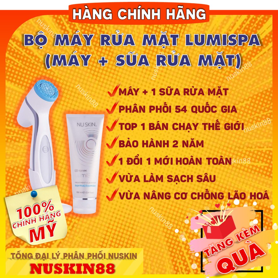 (Hàng Công ty- Có Bảo Hành) Máy Rửa Mặt LumiSpa Nuskin Máy + Sữa rửa mặt + Bảo hành 2 năm