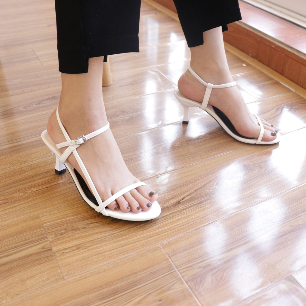 Sandal Cao Gót Nữ bAimée &amp; bAmor Quai Mảnh Quai Hậu Mũi Tròn Gót Nhọn Chính Hãng Cao Cấp - MS1587