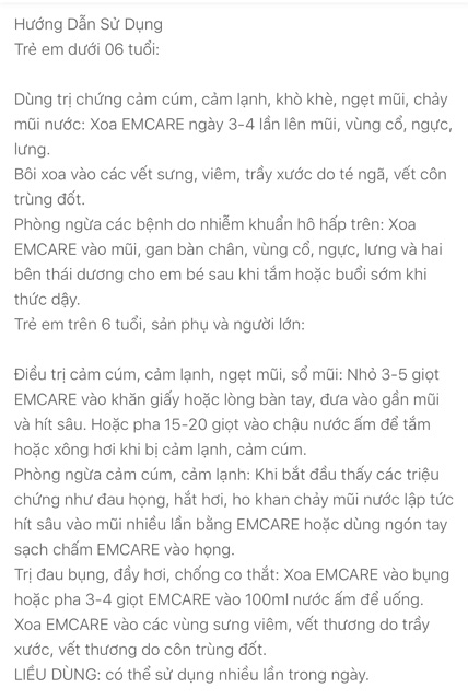 (Chính Hãng) Dầu Tràm Em Bé EMCARE thể tích thực 25ml