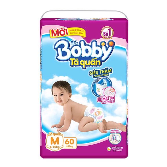 Bỉm bobby quần M60/L54/XL38