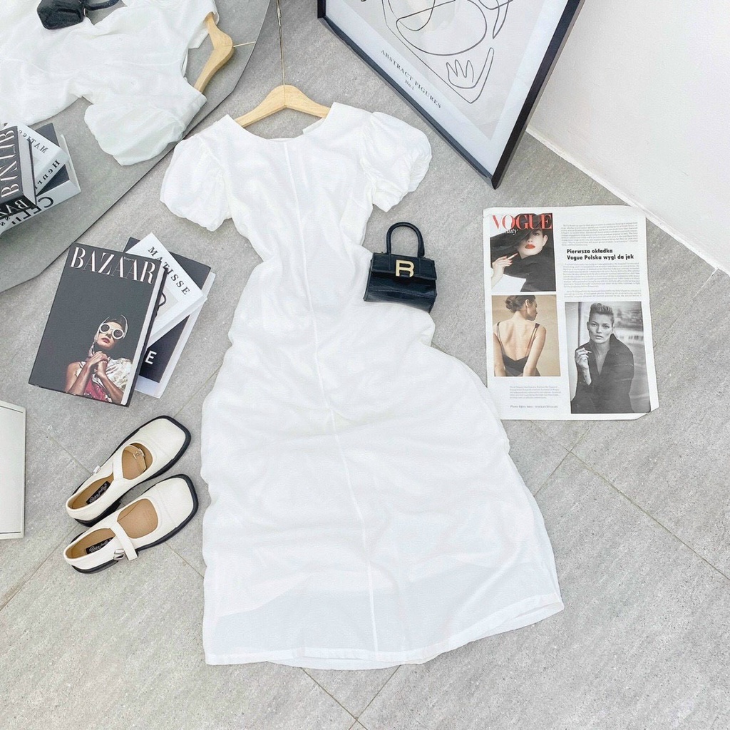 Đầm Midi trắng cutout lưng dáng dài nhẹ nhàng, gợi cảm | BigBuy360 - bigbuy360.vn