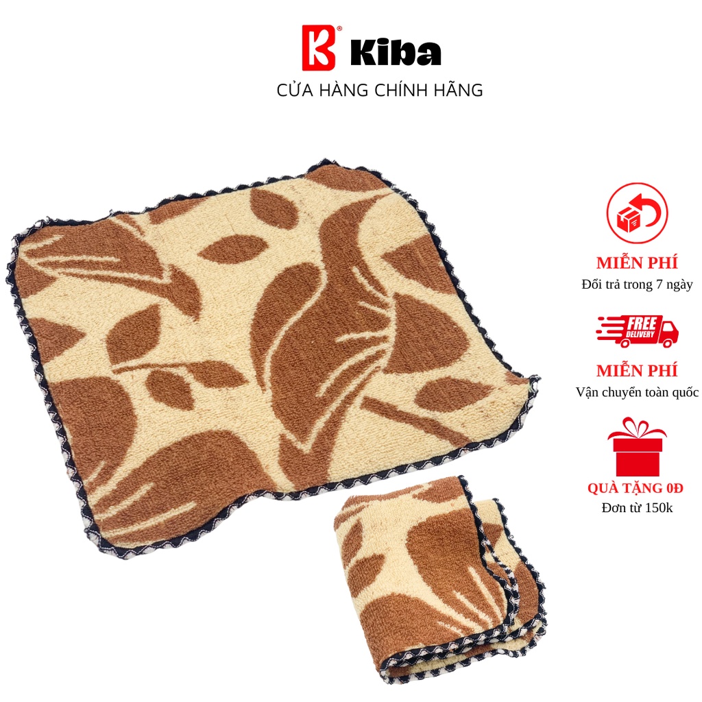 Khăn Lau Đa Năng Hình Vuông SZ 25x25cm KIBA Hoa Văn, Chất Cotton 100% Thấm Hút, Bền Màu, Kích Thước Nhỏ Gọn, Tiện Lợi