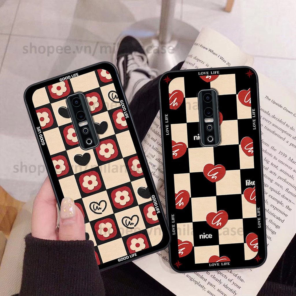 Ốp Vivo V17 Pro in hình caro trái tim siêu đẹp, siêu nét đầy phong cách cá tính