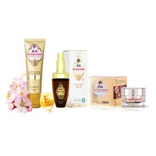 Liệu trình dưỡng trắng da 2 bao gồm serum, kem dưỡng da ban đêm và sữa rửa mặt